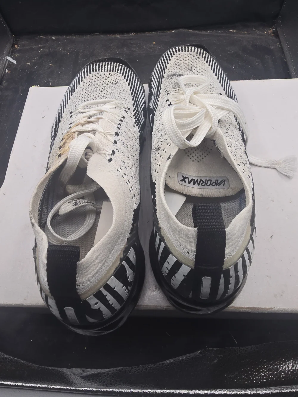 Men's‎ Lightweight Knit Lace-Up Sneakers in White and Black